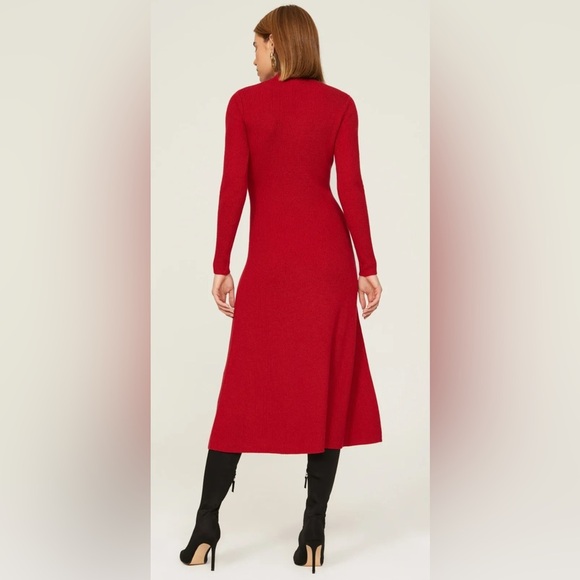 Jason Wu Red Quarter Zip Long Sleeve Dress - Picture 3 of 11